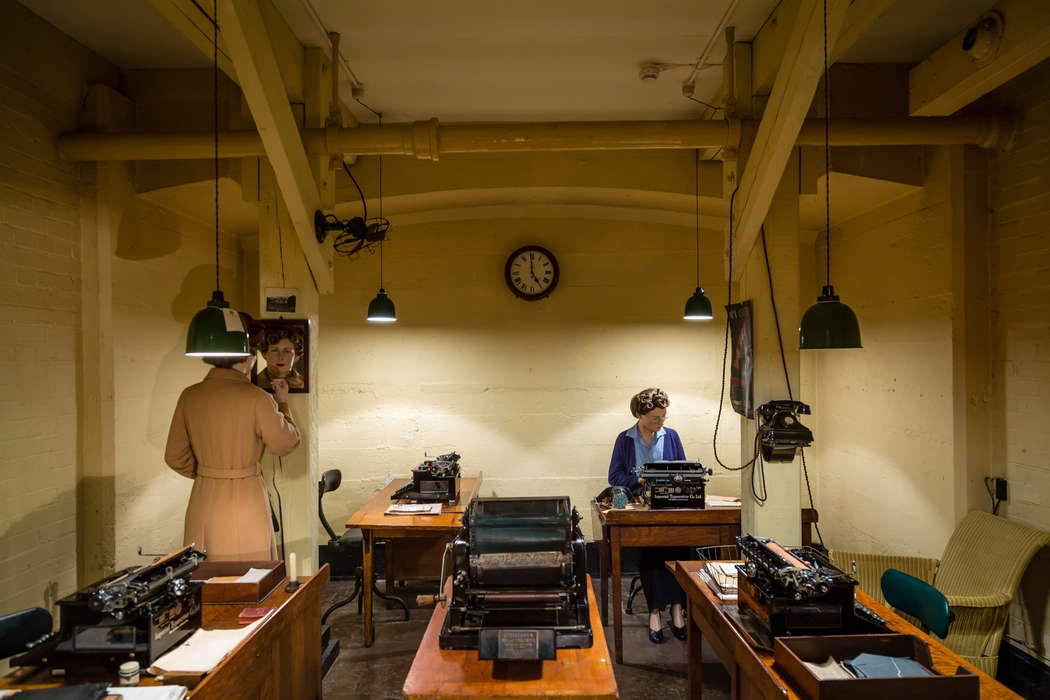 Кабинет в военных комнатах Черчилля с печатными машинками