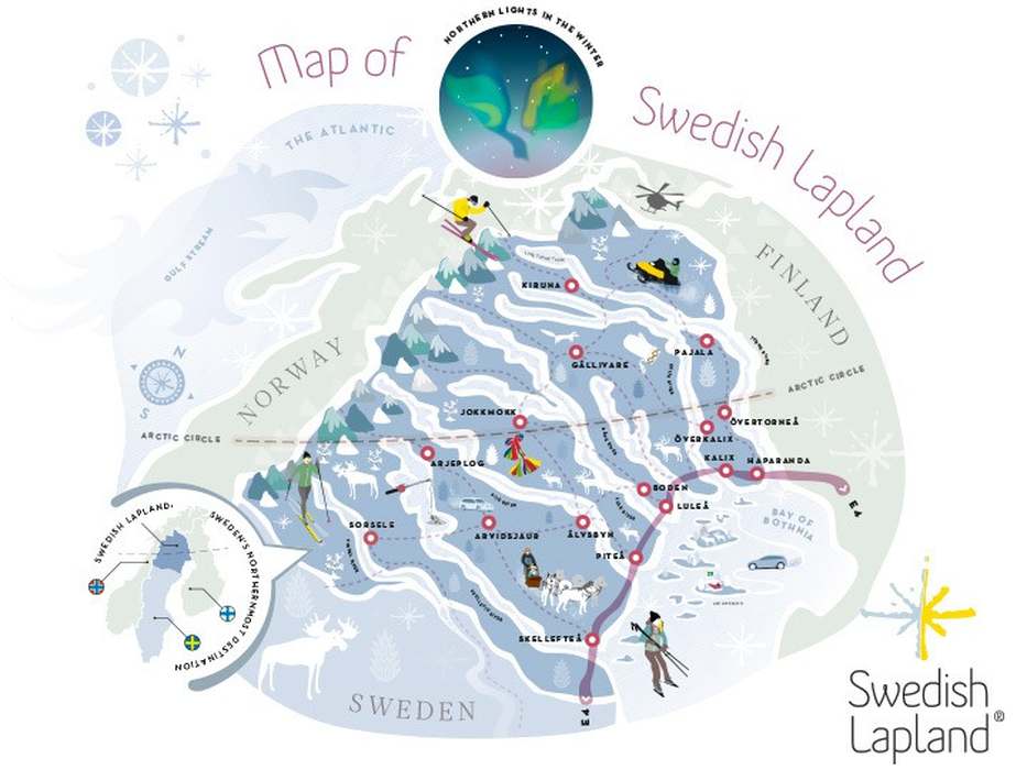 Карта шведской Лапландии