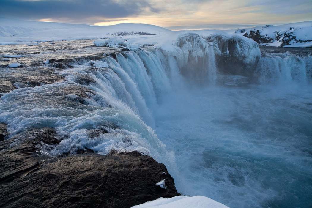 Godafoss водопад Исландия зимой