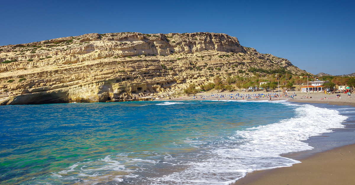 Пляж Матала остров Крит пещеры