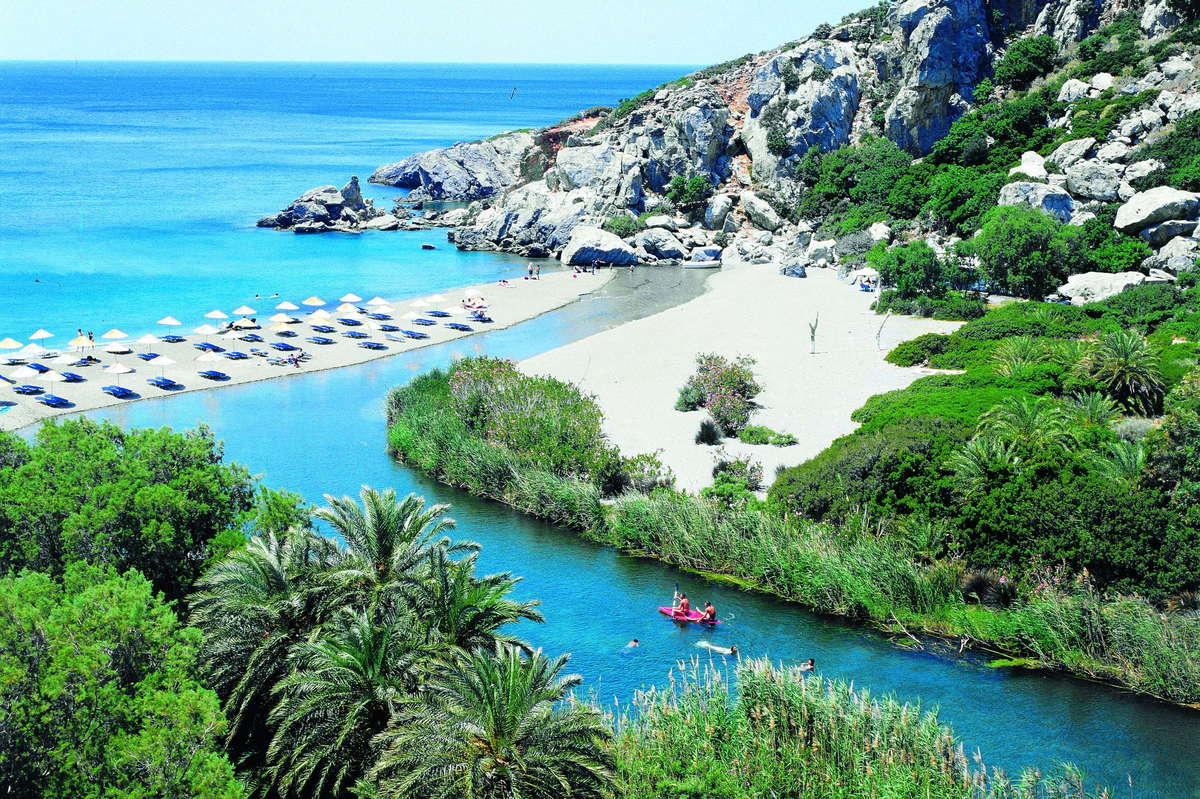 Пляж Превели остров Крит пальмы