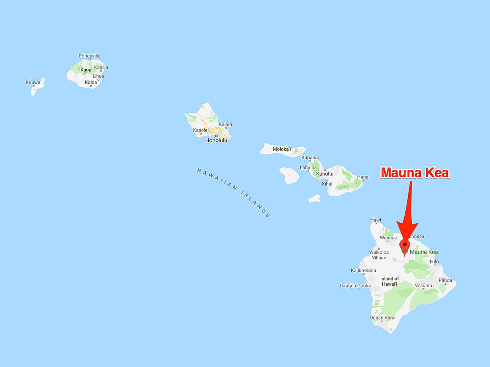 Mauna Kea на карте Гавайи